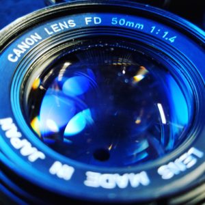 canon lens with blue light